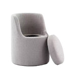 HYLEORY Pouf de maquillage avec rangement, tabouret de vanité rembourré avec dossier pliable, repose-pieds cylindrique moderne pour salon et chambre à coucher