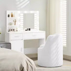 HYLEORY Pouf de maquillage avec rangement, tabouret de vanité rembourré avec dossier pliable, repose-pieds cylindrique moderne pour salon et chambre à coucher