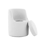 HYLEORY Pouf de maquillage avec rangement, tabouret de vanité rembourré avec dossier pliable, repose-pieds cylindrique moderne pour salon et chambre à coucher