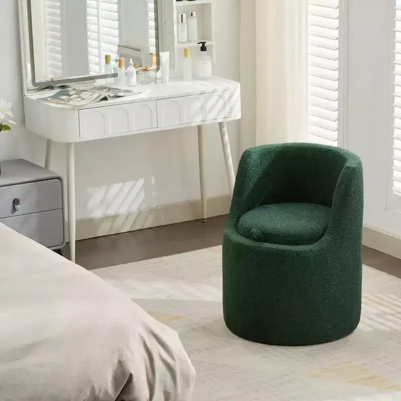 HYLEORY Pouf de maquillage avec rangement, tabouret de vanité rembourré avec dossier pliable, repose-pieds cylindrique moderne pour salon et chambre à coucher