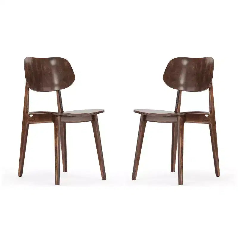 Emma et Oliver, ensemble de 2 chaises de salle à manger en bois massif avec dossiers ovales incurvés