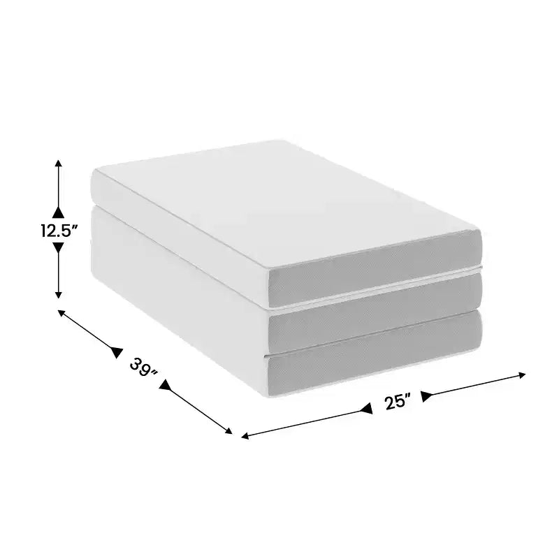 Matelas Emma et Oliver Cooling Tri-Fold en mousse à mémoire de forme en boîte avec base en mousse de soutien et housse lavable