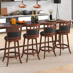 Lot de 2 tabourets de bar pivotants en bois Costway avec assise et dossier rembourrés en similicuir
