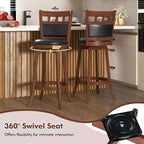 Lot de 2 tabourets de bar pivotants en bois Costway avec assise et dossier rembourrés en similicuir