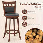 Lot de 2 tabourets de bar pivotants en bois Costway avec assise et dossier rembourrés en similicuir