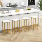 Lot de 4 tabourets de bar Costway 26", avec cadre en métal, repose-pieds, sans dossier, hauteur de comptoir, marron