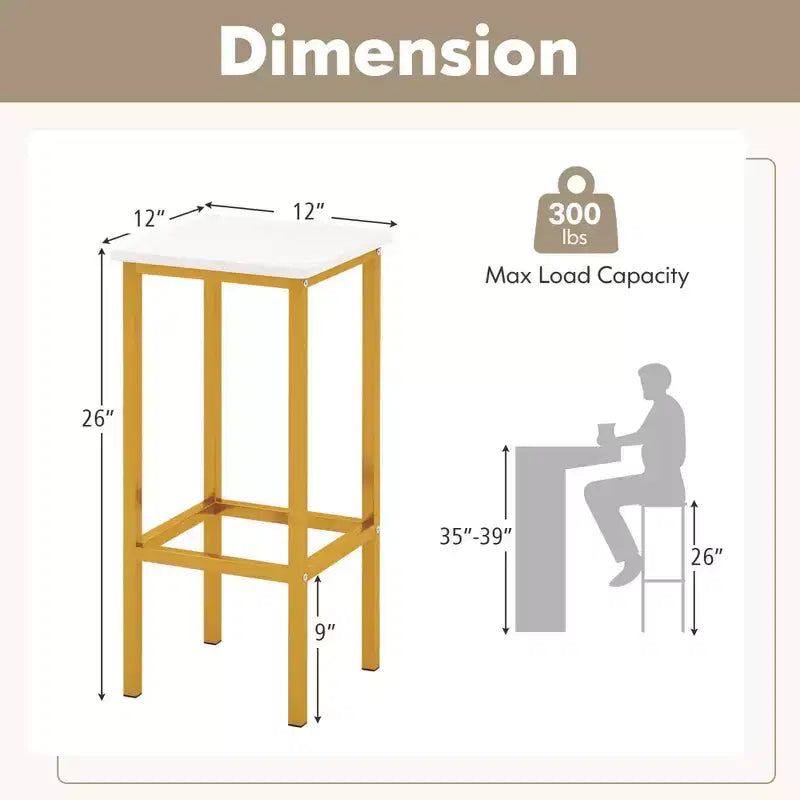 Lot de 4 tabourets de bar Costway 26", avec cadre en métal, repose-pieds, sans dossier, hauteur de comptoir, marron