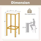 Lot de 4 tabourets de bar Costway 26", avec cadre en métal, repose-pieds, sans dossier, hauteur de comptoir, marron