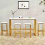 Lot de 4 tabourets de bar Costway 26", avec cadre en métal, repose-pieds, sans dossier, hauteur de comptoir, marron