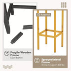 Lot de 4 tabourets de bar Costway 26", avec cadre en métal, repose-pieds, sans dossier, hauteur de comptoir, marron
