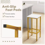 Lot de 4 tabourets de bar Costway 26", avec cadre en métal, repose-pieds, sans dossier, hauteur de comptoir, marron