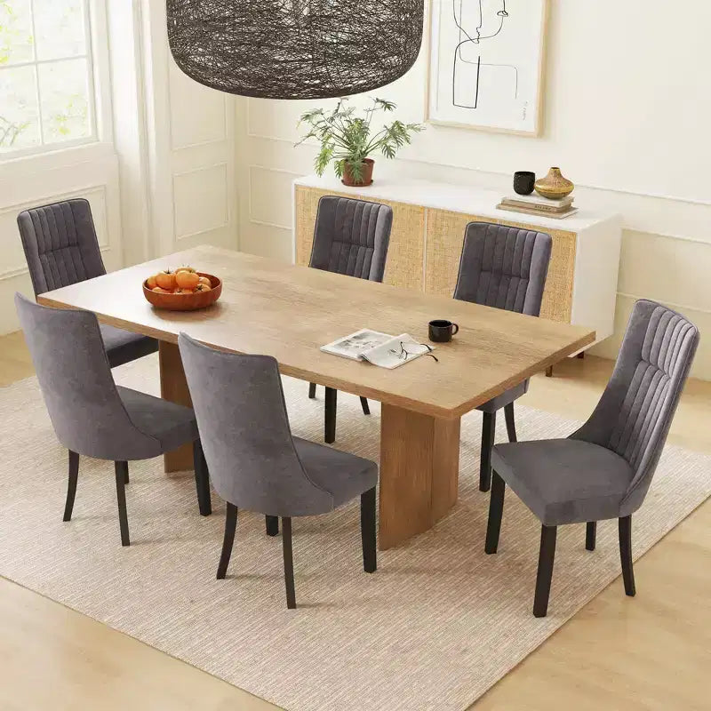 Lot de 2/4 chaises de salle à manger Costway avec dossier haut touffeté, pieds en bois d'hévéa, style moderne