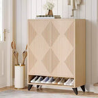 Meuble de rangement pour chaussures à 6 niveaux avec portes, étagère à chaussures en bois avec étagère réglable