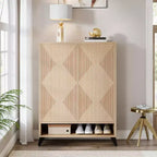 Meuble de rangement pour chaussures à 6 niveaux avec portes, étagère à chaussures en bois avec étagère réglable