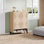Meuble de rangement pour chaussures à 6 niveaux avec portes, étagère à chaussures en bois avec étagère réglable