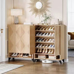Meuble de rangement pour chaussures à 6 niveaux avec portes, étagère à chaussures en bois avec étagère réglable
