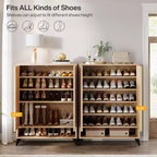 Meuble de rangement pour chaussures à 6 niveaux avec portes, étagère à chaussures en bois avec étagère réglable