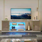 Meuble TV Bestier LED pour téléviseurs jusqu'à 75 pouces, meuble de divertissement avec tiroir et étagères de rangement