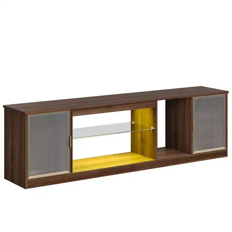 Meuble TV Bestier LED pour téléviseurs jusqu'à 75 pouces, meuble de divertissement avec tiroir et étagères de rangement