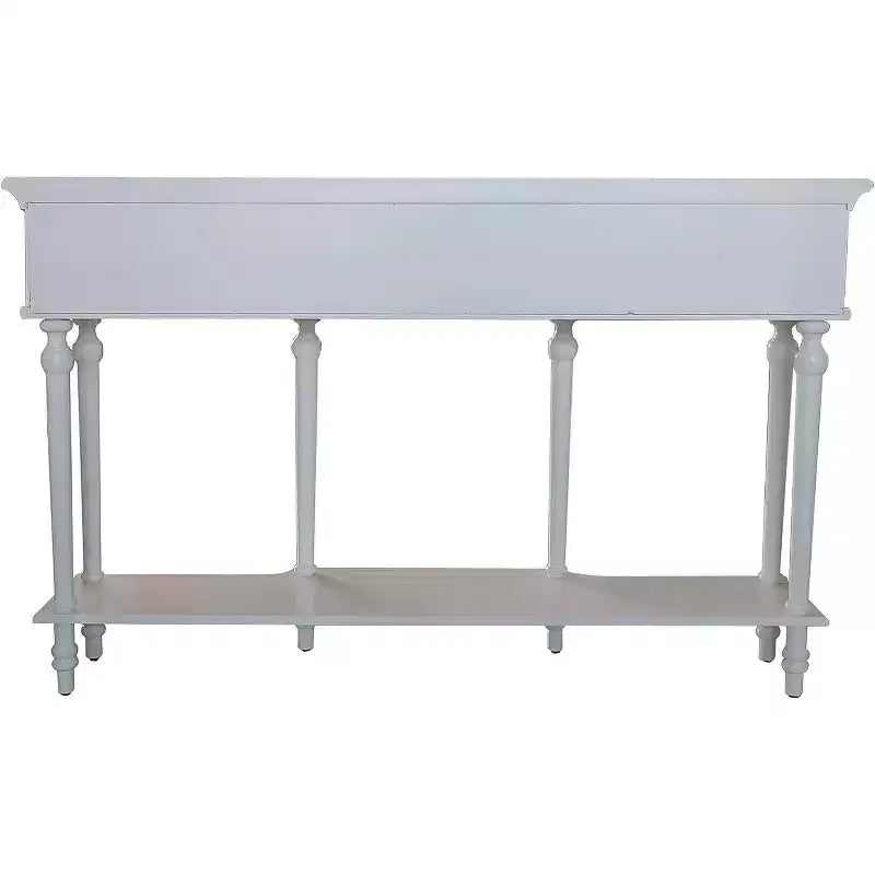 Kings Grand Furniture - Table console de canapé Narod avec tiroirs de rangement et étagère pour entrée, Blanc