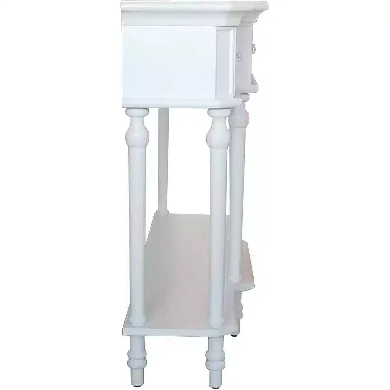 Kings Grand Furniture - Table console de canapé Narod avec tiroirs de rangement et étagère pour entrée, Blanc