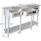 Kings Grand Furniture - Table console de canapé Narod avec tiroirs de rangement et étagère pour entrée, Blanc