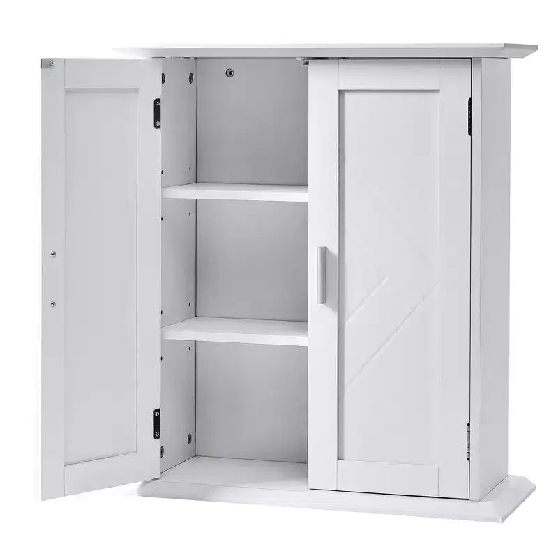 VECELO Meuble Mural de Salle de Bain en Bois avec Étagères Réglables et 2 Portes, Armoire à Pharmacie de Salle de Bain, Blanc