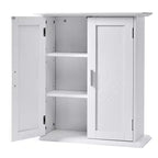 VECELO Meuble Mural de Salle de Bain en Bois avec Étagères Réglables et 2 Portes, Armoire à Pharmacie de Salle de Bain, Blanc