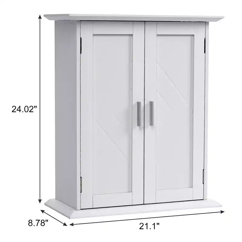 VECELO Meuble Mural de Salle de Bain en Bois avec Étagères Réglables et 2 Portes, Armoire à Pharmacie de Salle de Bain, Blanc