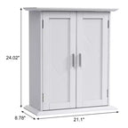 VECELO Meuble Mural de Salle de Bain en Bois avec Étagères Réglables et 2 Portes, Armoire à Pharmacie de Salle de Bain, Blanc