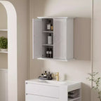 VECELO Meuble Mural de Salle de Bain en Bois avec Étagères Réglables et 2 Portes, Armoire à Pharmacie de Salle de Bain, Blanc