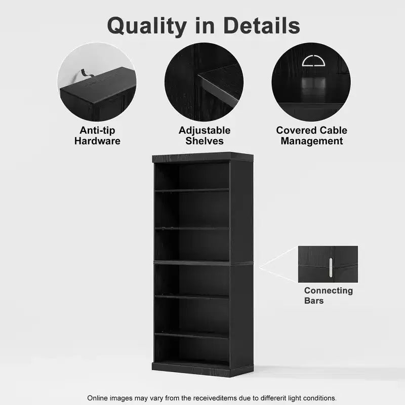 Armoire de rangement d'appoint Dovelina Gershwin - Organisateur polyvalent avec étagères réglables et gestion des câbles