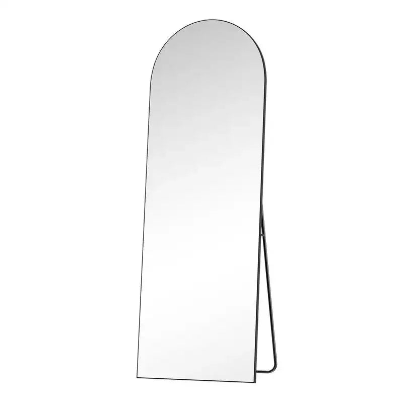 PexFix Grand miroir mural ou sur pied en bois arqué noir de 23 po L x 67 po H