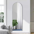 PexFix Grand miroir mural ou sur pied en bois arqué noir de 23 po L x 67 po H