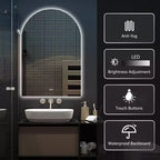 Miroir de vanité de salle de bain PexFix Arch sans cadre à LED anti-buée et intensité réglable