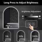 Miroir de vanité de salle de bain PexFix Arch sans cadre à LED anti-buée et intensité réglable