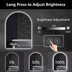 Miroir de vanité de salle de bain PexFix Arch sans cadre à LED anti-buée et intensité réglable