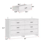 Commode horizontale Hitow à 6 tiroirs avec grain de bois et poignées noires pour le rangement du salon