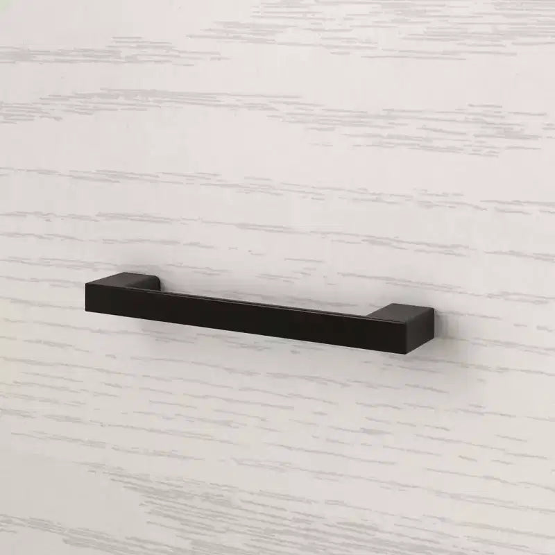 Commode horizontale Hitow à 6 tiroirs avec grain de bois et poignées noires pour le rangement du salon