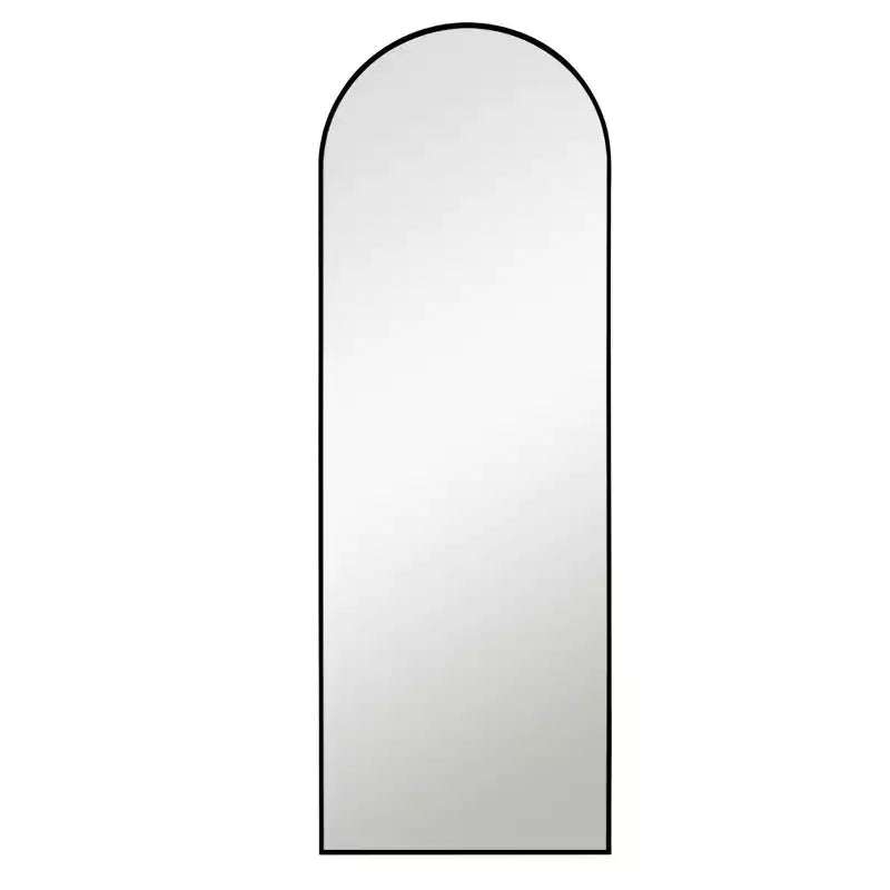 PexFix 64x21 Miroir sur Pied Pleine Longueur avec Cadre Fin en Alliage d'Aluminium, Angle Droit et Arc, Verre HD, Décor Moderne pour Chambre, Salon, Entrée, Noir