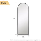 PexFix 64x21 Miroir sur Pied Pleine Longueur avec Cadre Fin en Alliage d'Aluminium, Angle Droit et Arc, Verre HD, Décor Moderne pour Chambre, Salon, Entrée, Noir