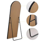 PexFix 64x21 Miroir sur Pied Pleine Longueur avec Cadre Fin en Alliage d'Aluminium, Angle Droit et Arc, Verre HD, Décor Moderne pour Chambre, Salon, Entrée, Noir