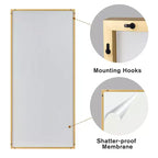 PexFix 71x34 Miroir pleine longueur rectangulaire à angle droit en aluminium à bord fin - Sans support