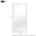 PexFix 71x34 Miroir pleine longueur rectangulaire à angle droit en aluminium à bord fin - Sans support