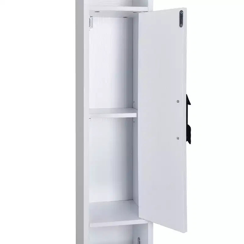 Meuble Colonne Salle de Bain Haute VECELO, Meuble de Rangement Étroit et Mince, Colonne de Linge avec 2 Portes et 1 Tiroir, Meuble Bas avec Étagères Réglables, Blanc