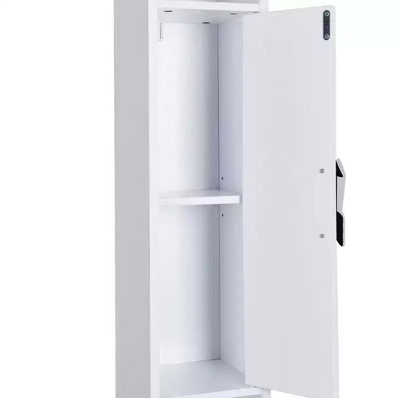 Meuble Colonne Salle de Bain Haute VECELO, Meuble de Rangement Étroit et Mince, Colonne de Linge avec 2 Portes et 1 Tiroir, Meuble Bas avec Étagères Réglables, Blanc