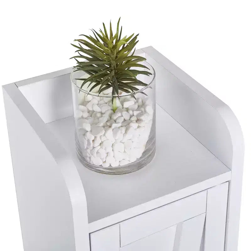 Meuble Colonne Salle de Bain Haute VECELO, Meuble de Rangement Étroit et Mince, Colonne de Linge avec 2 Portes et 1 Tiroir, Meuble Bas avec Étagères Réglables, Blanc