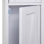 Meuble Colonne Salle de Bain Haute VECELO, Meuble de Rangement Étroit et Mince, Colonne de Linge avec 2 Portes et 1 Tiroir, Meuble Bas avec Étagères Réglables, Blanc