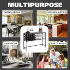 Kings Brand Furniture - Console/Table de canapé avec casier à vin, meuble bar à vin avec étagère à vin et porte-verres, bronze/verre
