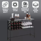 Kings Brand Furniture - Console/Table de canapé avec casier à vin, meuble bar à vin avec étagère à vin et porte-verres, bronze/verre